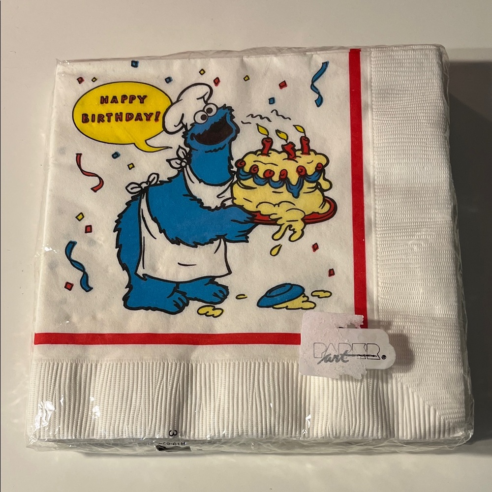 NWT Vintage Sesame Street Cookie Monster Birthday Cake Napkins